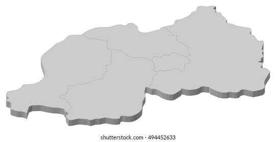 Map - Rwanda - 3D-Illustration