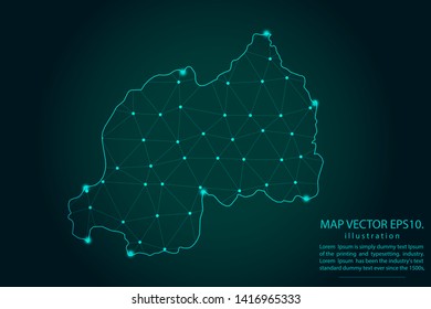 Map of rwanda - Abstract mash line and point scales on dark gradient background. Wire Frame 3D mesh polygonal network line, design sphere, dot and structure. Vector illustration eps 10