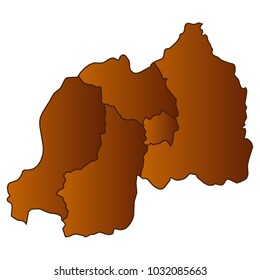 Map of Rwanda- Map of the city and each border separately. Brown Gold eps Vector Illustration 10