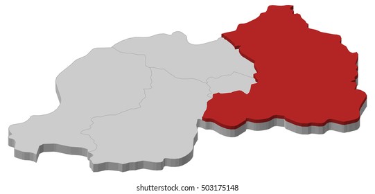 Map - Rwanda, East - 3D-Illustration