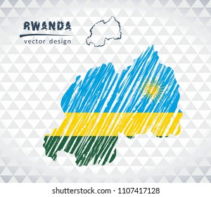 Map of Rwanda with hand drawn sketch pen map inside. Vector illustration