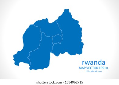 Map of rwanda - High detailed blue map on white background. Abstract design vector illustration