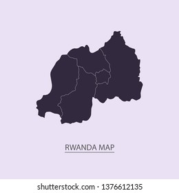 Map of Rwanda - High detailed map violet outline map with caption on violet background.Abstract design vector illustration eps 10.