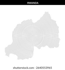 Map of Rwanda illustrated with intricate circular lines