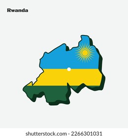 Map of Rwanda with national flag. Vector illustration. Eps 10.