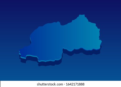map of Rwanda on blue background. Vector modern isometric concept greeting Card illustration eps 10.