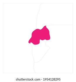Map of Rwanda pink highlighted with neighbor countries