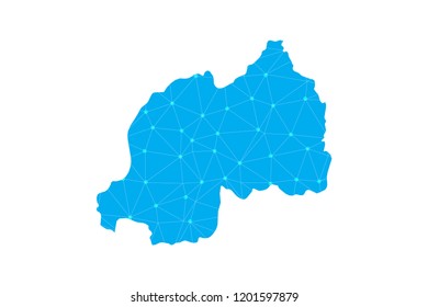 Map of Rwanda from Polygonal wire frame low poly mesh,Rwanda map Vector Illustration EPS10.