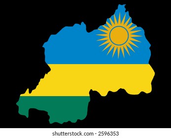 map of Rwanda and Rwandan flag illustration