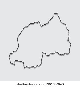map of Rwanda with shadow on gray background.eps10