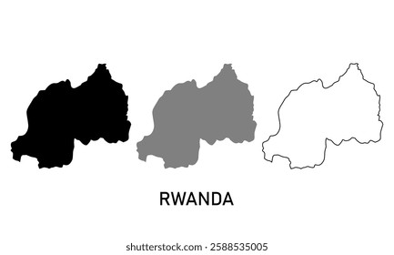 Map of Rwanda. map in various style outline, black, and gray