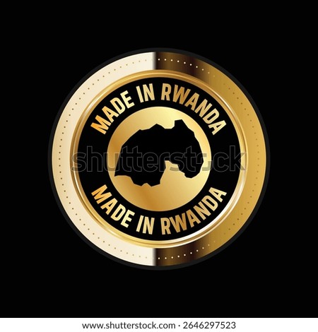 Map of Rwanda. Vector illustration. Logo, Icon, and Symbol. Rwanda map gold seal. 