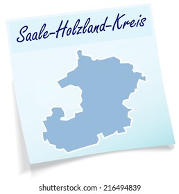 Map of Saale-Holzland-Kreis as sticky note in blue