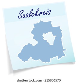 Map of Saalekreis as sticky note in blue