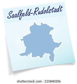 Map of Saalfeld-Rudolstadt as sticky note in blue