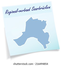 Map of Saarbruecken as sticky note in blue