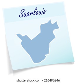 Map of Saarlouis as sticky note in blue