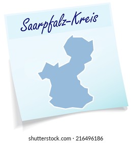 Map of Saarpfalz-Kreis as sticky note in blue