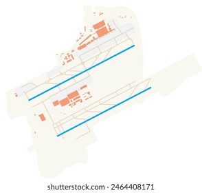 Map of Sabiha Gokcen International Airport (Turkey). IATA-code: SAW. Airport diagram with runways, taxiways, apron, parking areas and buildings. Map Data from OpenStreetMap.