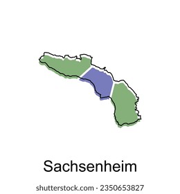 mapa de la ciudad de Sachsenheim. mapa vector del país alemán. Plantilla de diseño de ilustración de vector