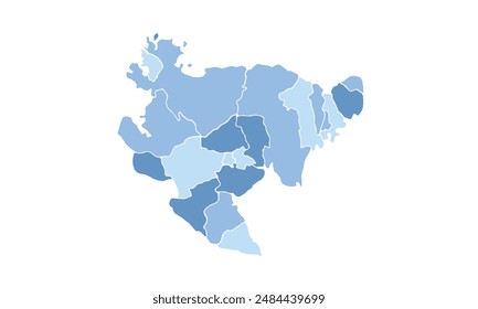 Map of Saga isolated blue tone color style.Map of Japan.for website layouts, background, education, precise, customizable, Travel worldwide, map silhouette backdrop, earth geography, political.