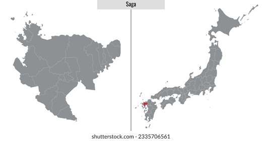 map of Saga prefecture of Japan and location on Japanese map