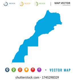 Mapa de Sahara azul y icono de pin fijo.