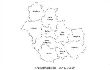Map of Saharsa District Block ,Saharsa District, Bihar State, Republic of India, Government of Bihar, Indian territory, Eastern India, politics, village, tourism