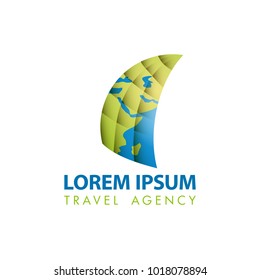 Map and sail abstract icon. Travel logo template for the business card, branding and corporate identity.