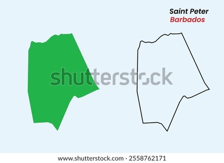 Map of Saint Andrew, Map of Saint Andrew with fill colour and fill, Map of Barbados state Saint Andrew, Vector Illustration, Barbados.