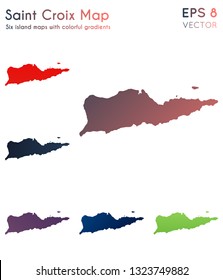Map of Saint Croix with beautiful gradients. Authentic set of island maps. Dazzling vector illustration.