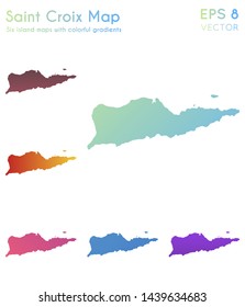 Map of Saint Croix with beautiful gradients. Authentic set of island maps. Curious vector illustration.