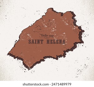 Map of Saint Helena in the old style, brown graphics in retro western style.