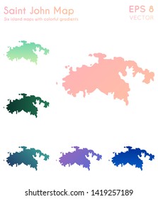 Map of Saint John with beautiful gradients. Authentic set of island maps. Emotional vector illustration.