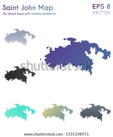 Map of Saint John with beautiful gradients. Authentic set of island maps. Ecstatic vector illustration.