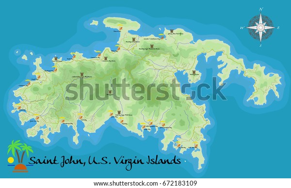map of st john Map Saint John Us Virgin Islands Royalty Free Stock Image map of st john