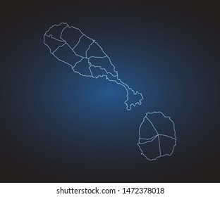 Map of Saint Kitts and Nevis - Abstract mash line and point scales on circuit dark background. symbol for your web site design map logo, app, ui,Travel. Vector illustration eps 10.