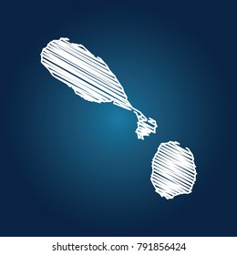 Map of Saint Kitts and Nevis, Drawing map on blackboard of Saint Kitts and Nevis. drawn on chalkboard with scribbled map of Saint Kitts and Nevis can be use for education. vector illustration.