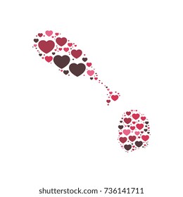 map of saint kitts and nevis filled with hearts of different sizes and colors