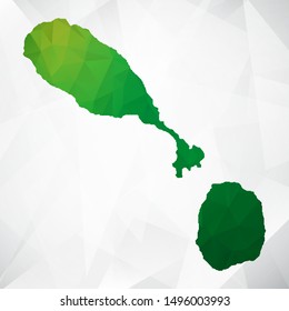 Map of Saint Kitts and Nevis - Green Geometric Rumpled Triangular , Polygonal Design For Your . Vector illustration eps 10.