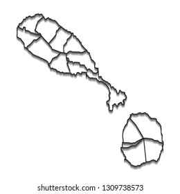 Map of Saint Kitts and Nevis - High detailed on white background. Abstract design vector illustration eps 10.