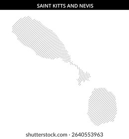 Map of Saint Kitts and Nevis  illustrated with intricate circular lines