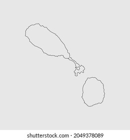 Map of Saint Kitts and Nevis outline silhouette vector illustration
