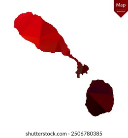 Karte von St. Kitts und Nevis - Rot Geometrisch Rumpelig Dreieckig, Polygonal Design. Vektorgrafik eps 10.