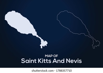 Map of Saint Kitts and Nevis vector silhouette isolated file.Abstract design, High detailed silhouette illustration. Full Editable Saint Kitts and Nevis map vector eps file.
