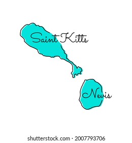 Map of Saint Kitts and Nevis Vector Illustration Design Template.