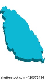 A map of Saint Lucia 3D on white background