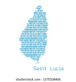 map of Saint Lucia from binary code vector illustration