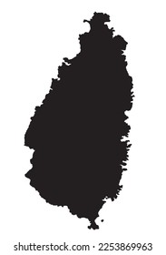 The Map Of Saint Saint Lucia in black silhouette on a white background