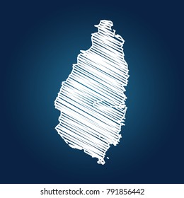 Map of Saint Lucia, Drawing map on blackboard of Saint Lucia. drawn on chalkboard with scribbled map of Saint Lucia can be use for education. vector illustration.